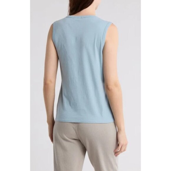 James Perse Womens V-Neck Cotton Tank Azure Blue SZ 2 (Fits like 4-6) NEW $95 - Picture 2 of 3